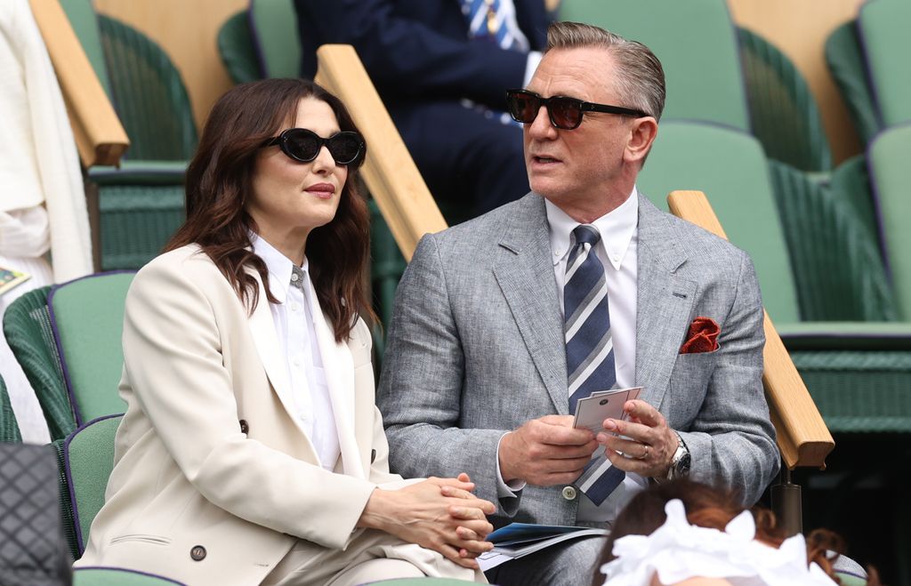 Actors Daniel Craig and Rachel Weisz watching wimbledon