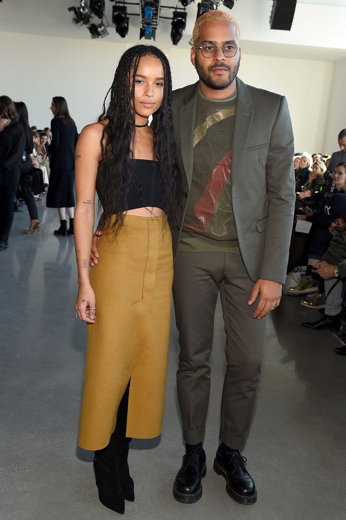 Zoe Kravitz and singer Twin Shadow pose at the Calvin Klein Collection Fall 2016 
