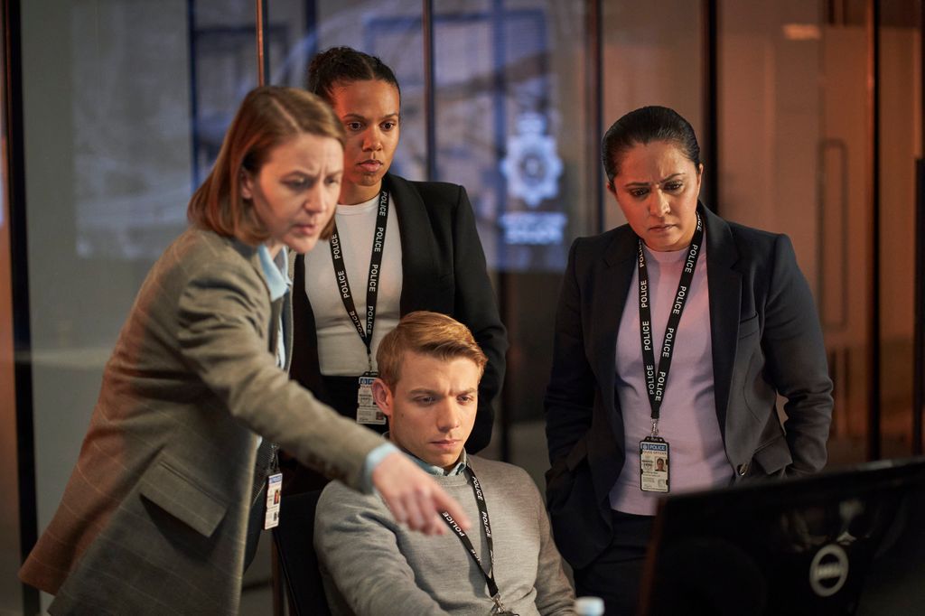 PARMINDER NAGRA as DI Ray,GEMMA WHELAN  as  DCI Kerry Henderson,WHITNEY WHITE as DC Charlene Ellis and SAM BAKER JONES as DC Liam Payne in DI Ray