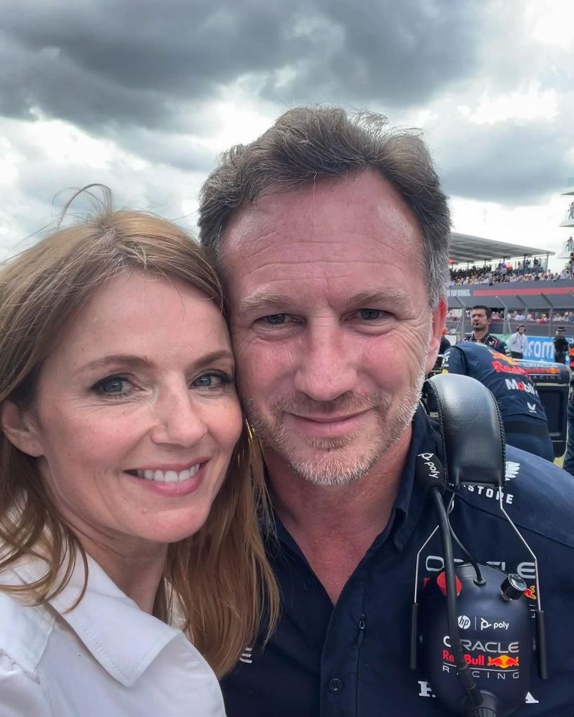Geri Horner and Christian Horner smile in a sweet photo from the F1 in Britain