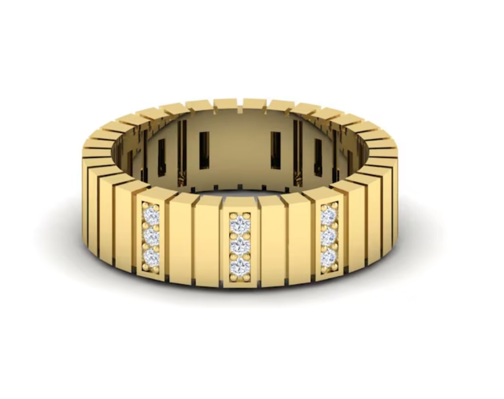 Kleora Linea Modern Electrum Diamond Wide Linear Ring