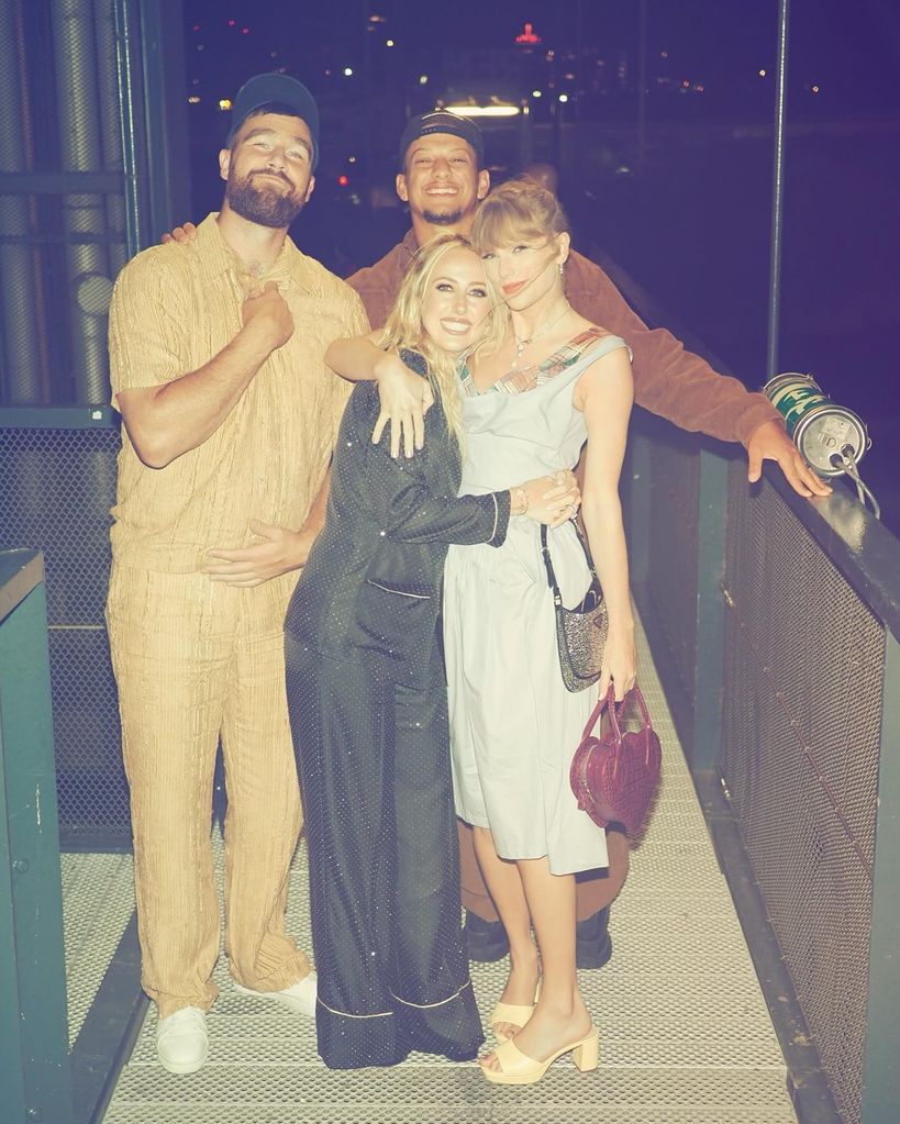 Brittany and Patrick Mahomes  with  Taylor Swift and ravis Kelce