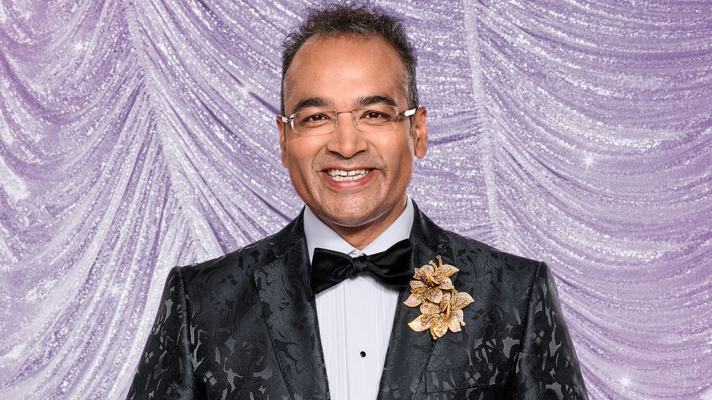 Krishnan Guru-Murthy in a satin suit