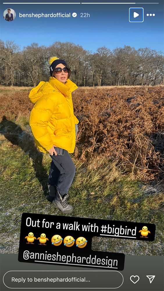 Ben Shephard's photo of wife Annie in a yellow coat 