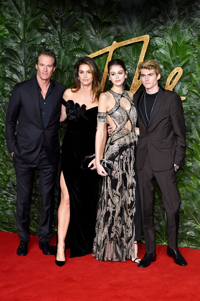 Rande Gerber, Cindy Crawford, Kaia Gerber and Presley Gerber attend the Fashion Awards 2018 in partnership with Swarovski at Royal Albert Hall on December 10, 2018 in London, England.