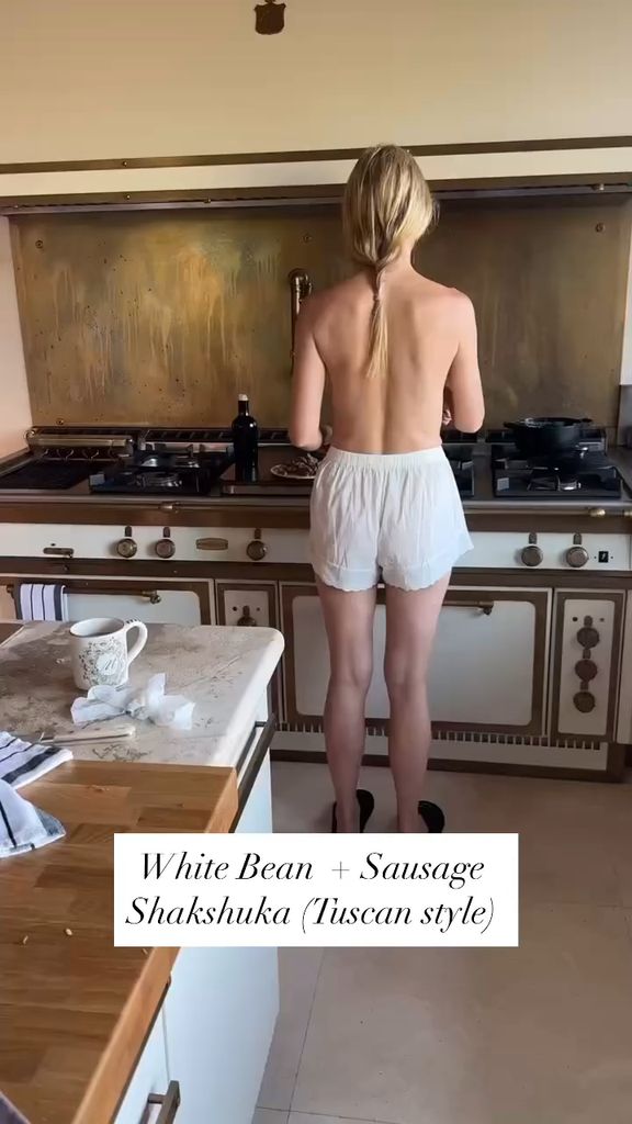 Gwyneth Paltrow in the middle of cooking husband Brad Falchuk a "boyfriend breakfast," shared on Instagram