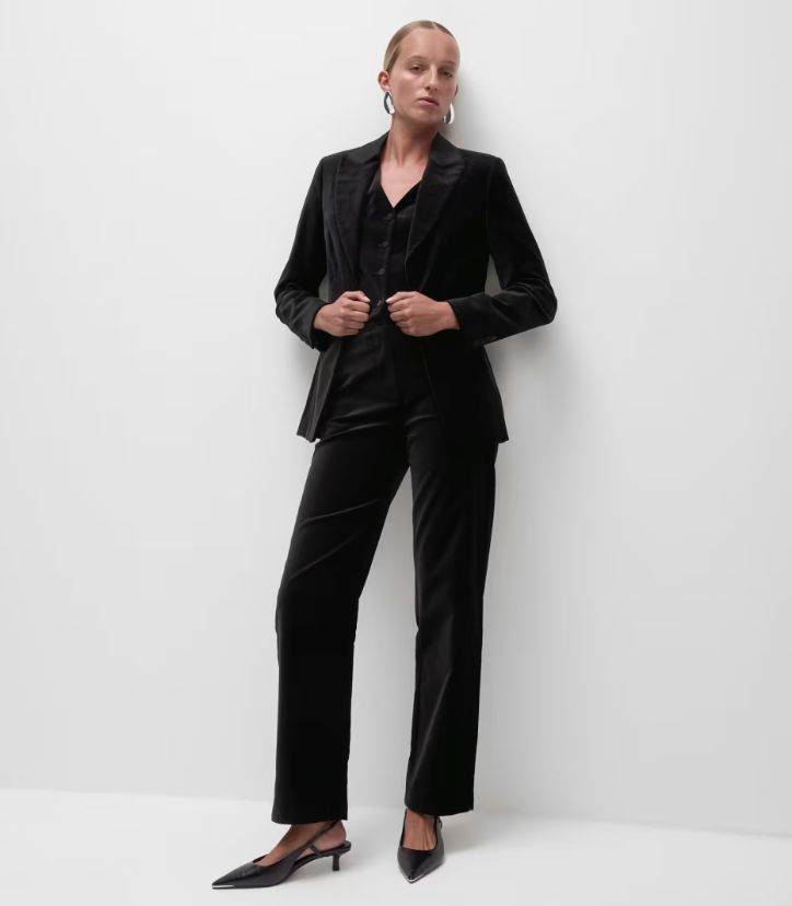 The Marks & Spencer velvet suit totals up to £158.50