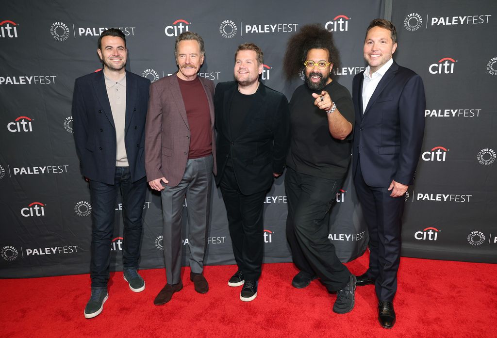 Ben Winston, Bryan Cranston, James Corden, Reggie Watts, and Rob Crabbe attend PaleyFest LA 2023
