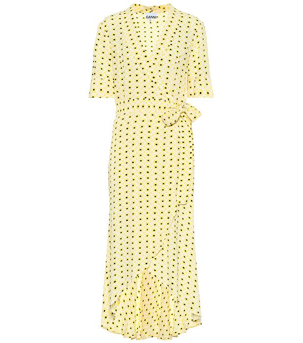 yellow polka dot dress ganni