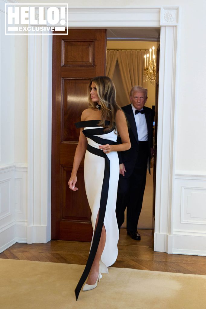 Melania Trump walking ahead of Donald during his inauguration