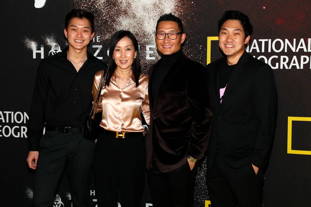 Jackson Kim, Mia Kim, Daniel Dae Kim, and Zander Kim attend the New York premiere of National Geographic's "The Hot Zone: Anthrax" in 2021
