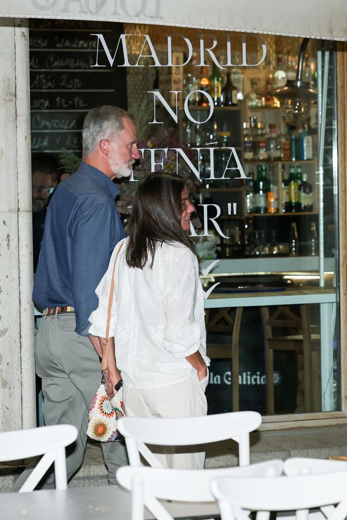 Queen Letizia of Spain and King Felipe VI of Spain are seen leaving an intimate dinner at La Lonja del Mar restaurant 