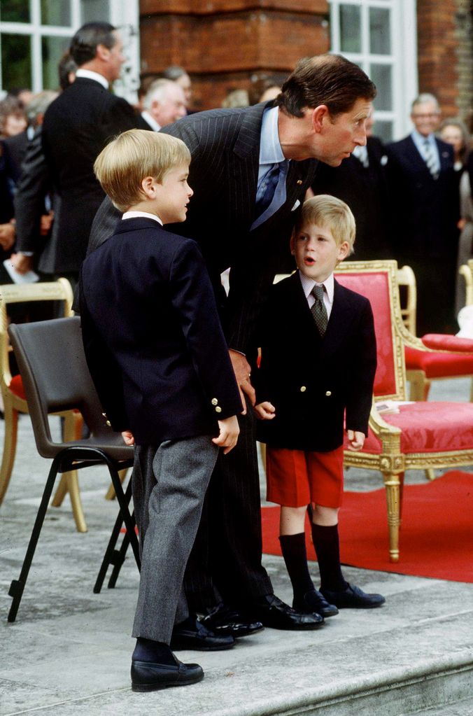 Prince Charles With Prince William and Prince Harry At Beating The Retreat, Kensington Palace. 