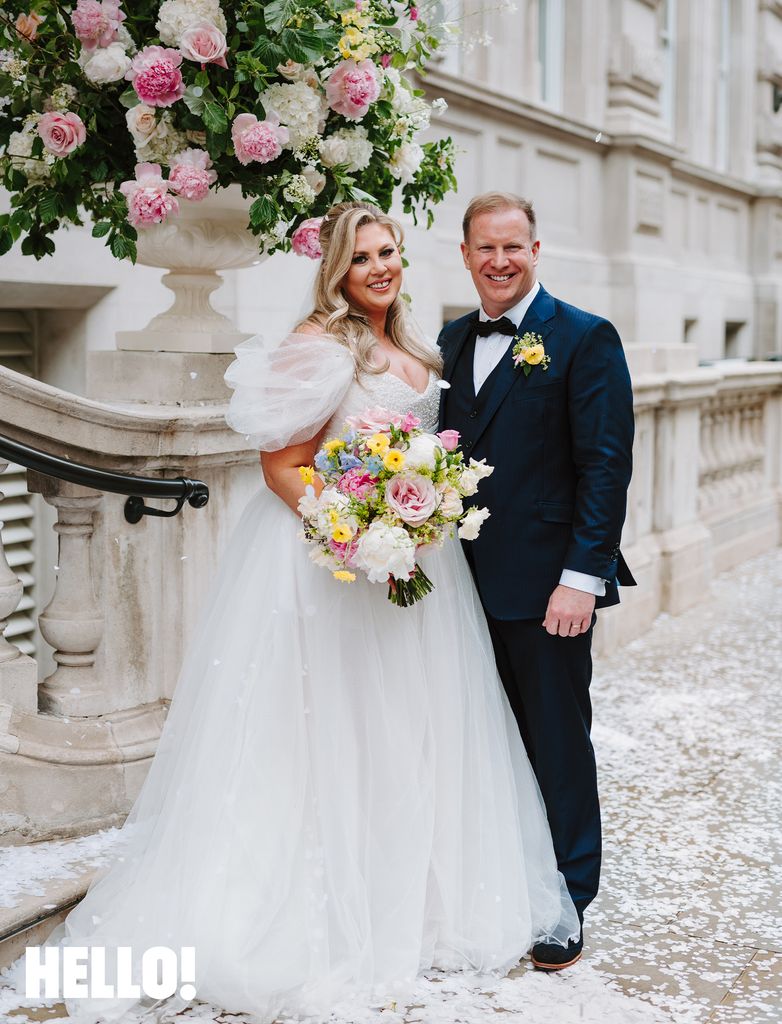 Louise Pentland with her husband Liam on their wedding day