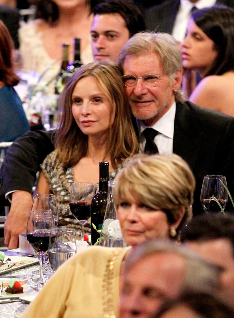 Actress Calista Flockhart and actor Harrison Ford in the audience during the 38th AFI Life Achievement Award honoring Mike Nichols held at Sony Pictures Studios on June 10, 2010 in Culver City, California. The AFI Life Achievement Award tribute to Mike Ni