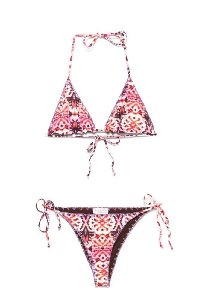 anjuna bikini with bohemian print in pink orange and brown