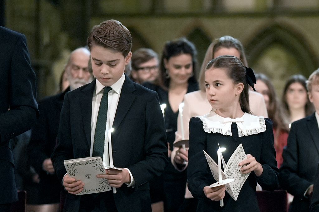  Prince George and Princess Charlotte during the Together At Christmas carol service at Westminster Abbey