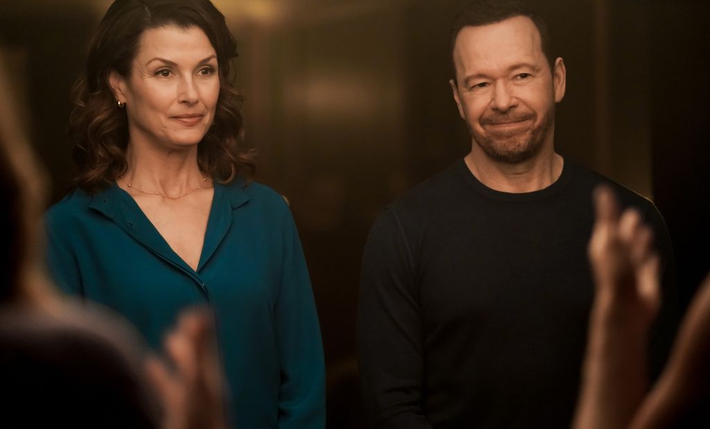 Bridget Moynahan as Erin Reagan Boyle and Donnie Wahlberg as Danny Reagan  in Boston Blue