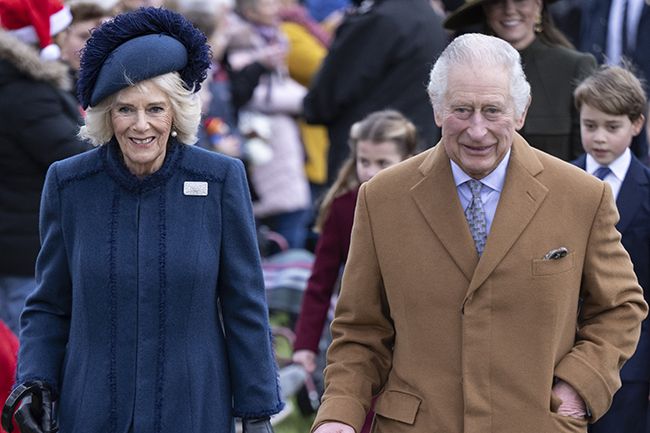 Camilla and Charles walk through Sandringham on Christmas morning 2022