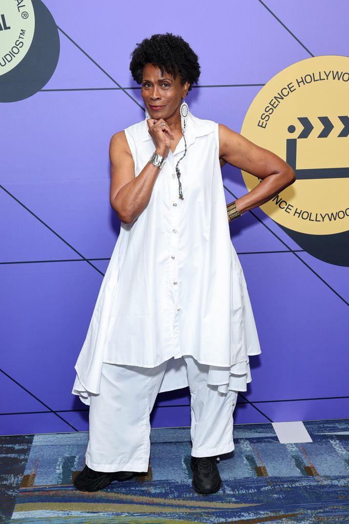 Janet Hubert in white dress