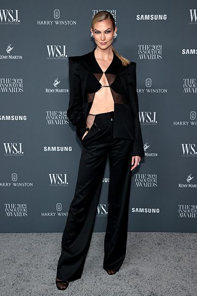 Karlie Kloss Black Sheer Suit