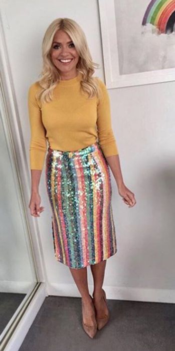 holly willoughby rainbow pencil skirt anthropologie