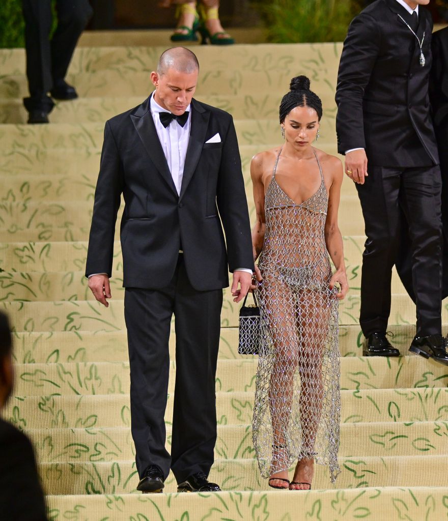 Channing Tatum and Zoe Kravitz leave the 2021 Met Gala Celebrating In America: A Lexicon Of Fashion at Metropolitan Museum of Art on September 13, 2021 in New York City