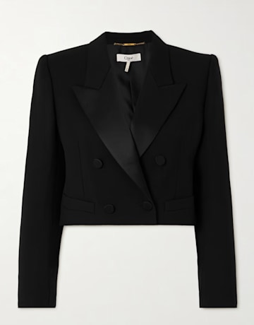 Cropped wool-gabardine blazer