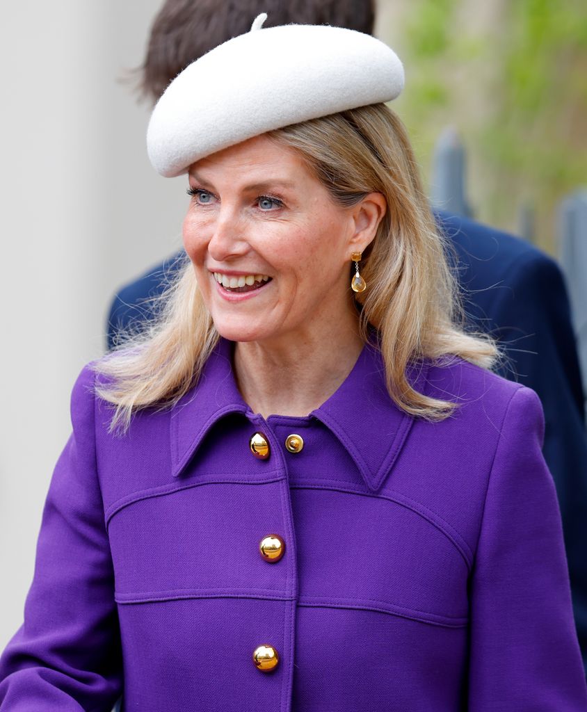 Sophie, Duchess of Edinburgh wore an ivory beret to the Easter Mattins Service at St George's Chapel in 2024