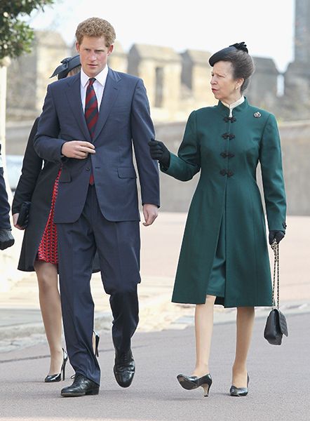 Prince Harry and Princess Anne walking