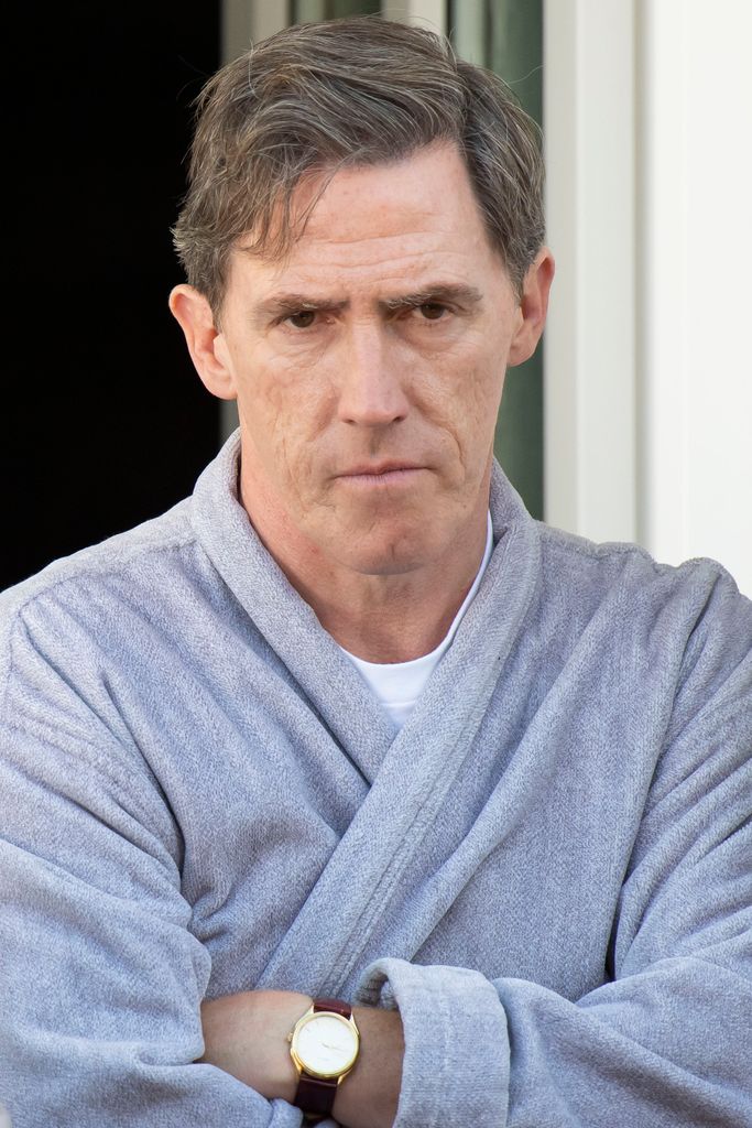 Rob Brydon, who plays Bryn West, is seen during filming for the Gavin and Stacey in 2019