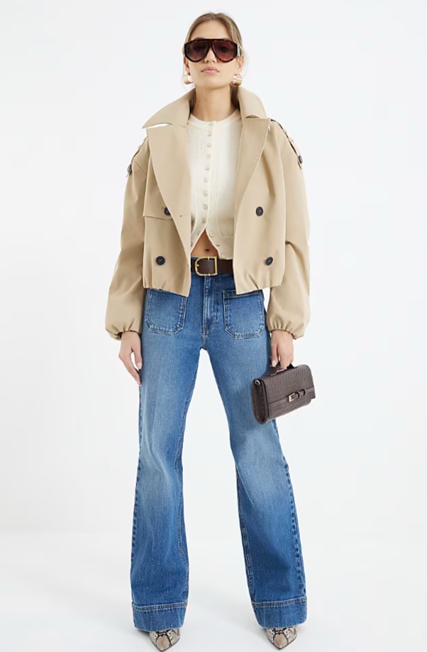 River Island Blue High waisted pocket wide leg jeans