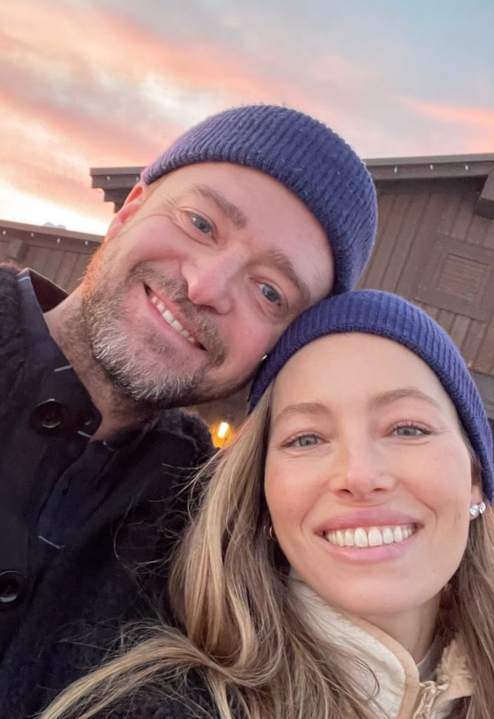 Photo shared by Justin Timberlake in a video montage on Instagram March 2024 in honor of his wife Jessica Biel's 42nd birthday in which the two are posing for a selfie at sunset