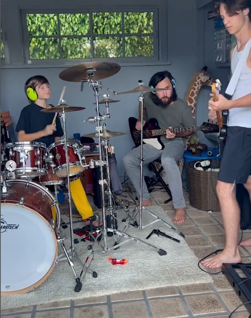 Photo of a video posted by Kate Hudson of her son Bingham "Bing" Bellamy, fiancé Danny Fujikawa, and son Ryder Robinson in a tribute post on Instagram for Bing's birthday on July 9 2023