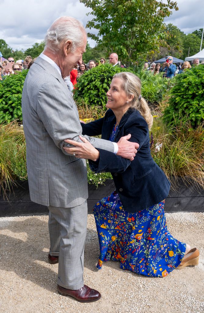 Duchess Sophie came very close to losing her shoe whilst meeting King Charles