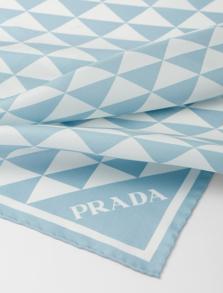 Blue and white printed Prada scarf