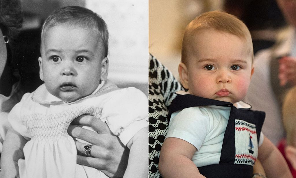 Prince William and Prince George as babies