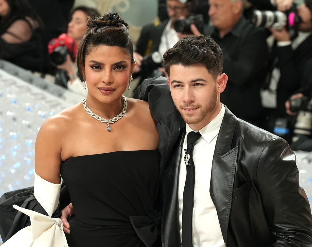 Priyanka Chopra Jonas and Nick Jonas attend 2023 Met Gala celebrations "Karl Lagerfeld: A Line of Beauty" At The Metropolitan Museum of Art on May 01, 2023 in New York City