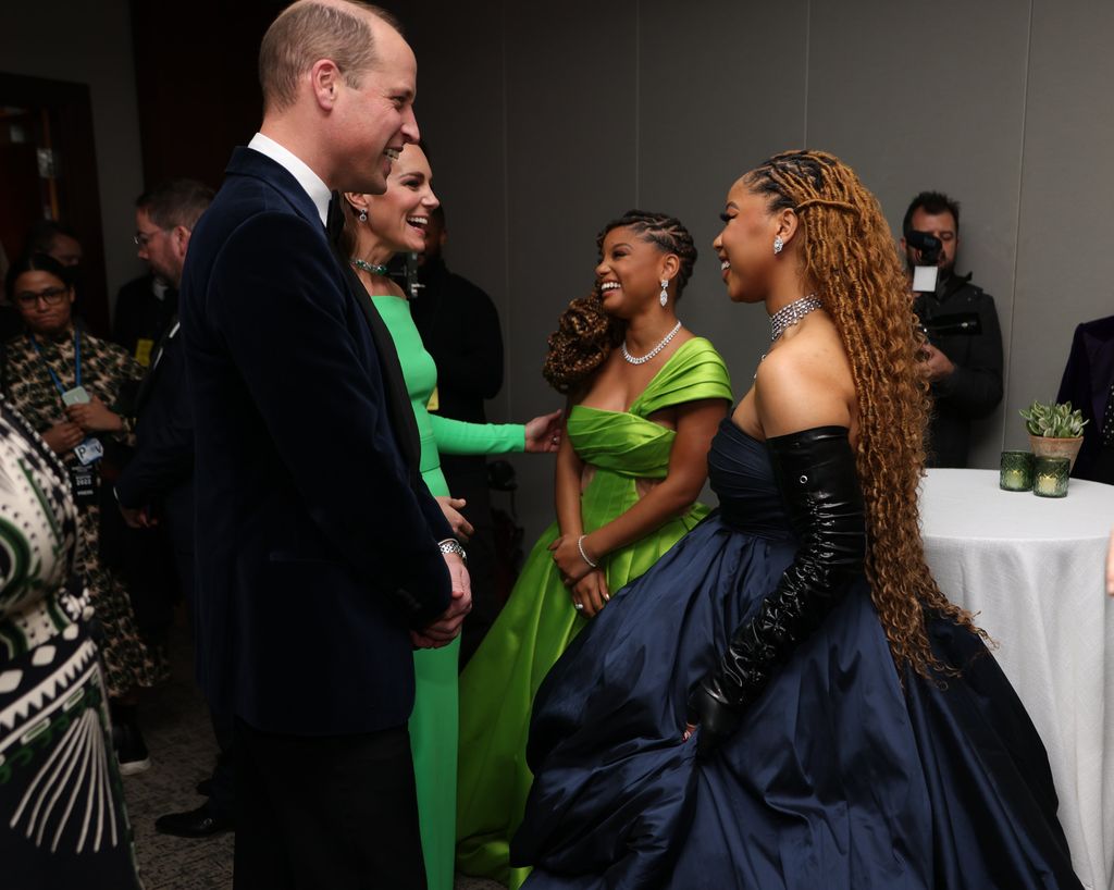 William and Kate chatting to sisters Halle and Chloe Bailey 