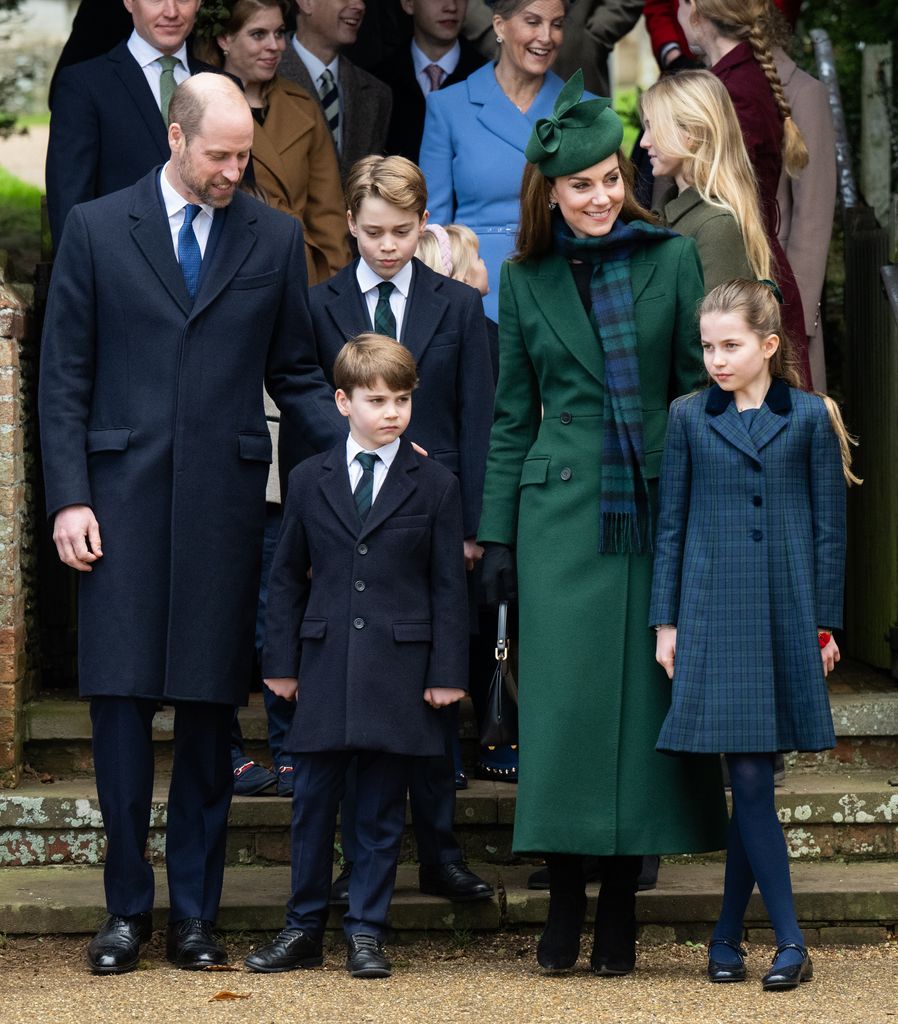 William and Kate leaving church with their children on Christmas Day 2024