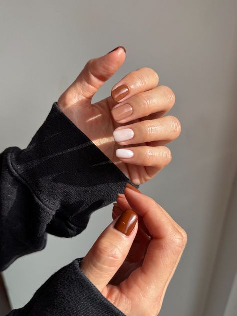 beige ombre nail manicure idea 
