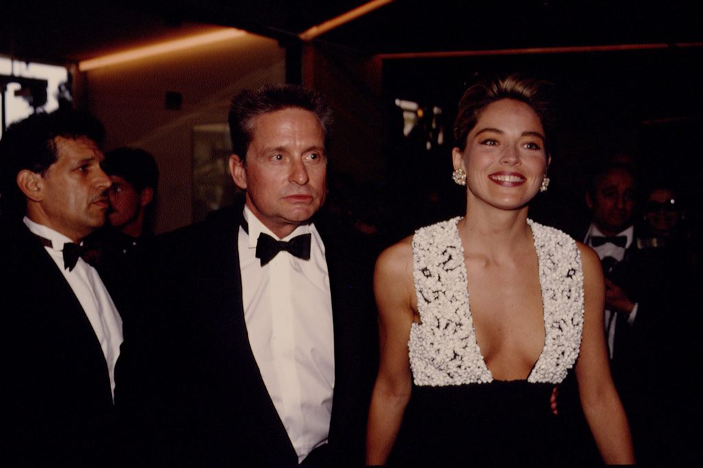 Sharon Stone at the Basic Instinct Cannes premiere with co-star Michael Douglas