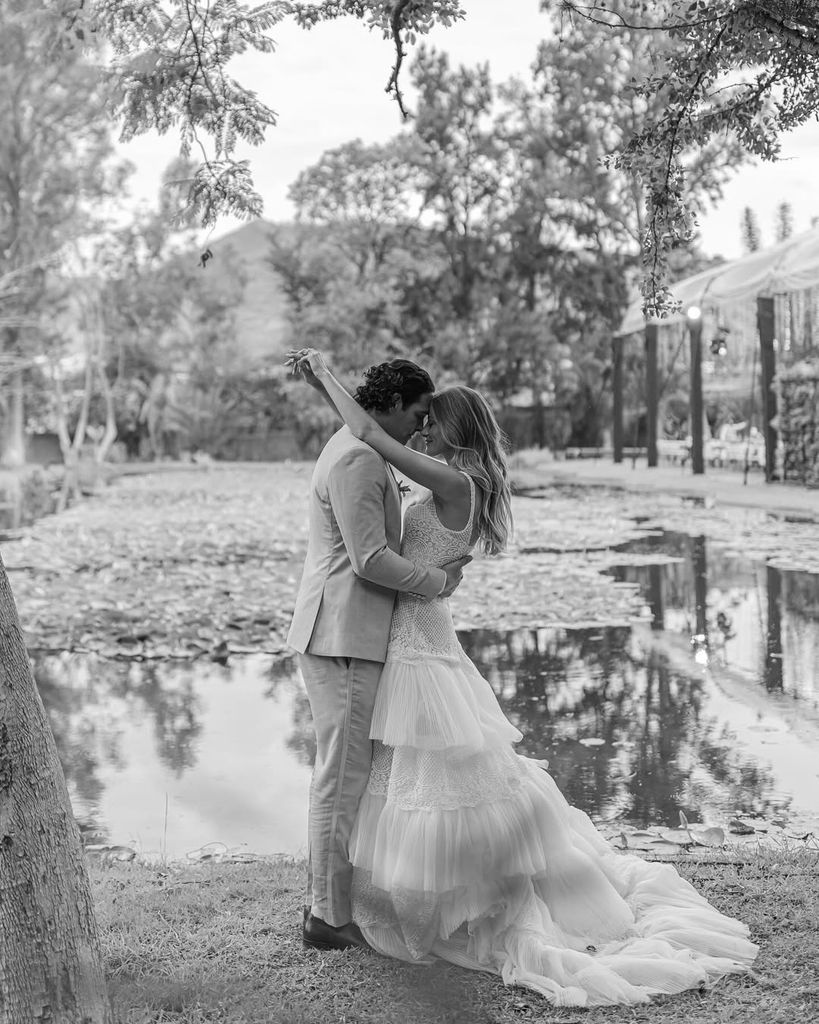 Perry Mattfeld and Mark Sanchez on their wedding day