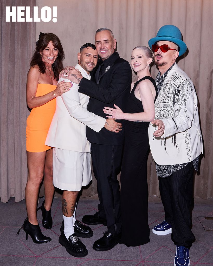 Davina McCall, Kelly Osbourne and Boy George with DJ Fat Tony and Stavros Agapiou