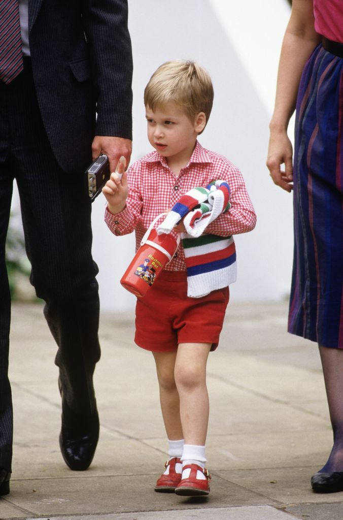 Prince William on his first day at nursery school on September 24, 1985