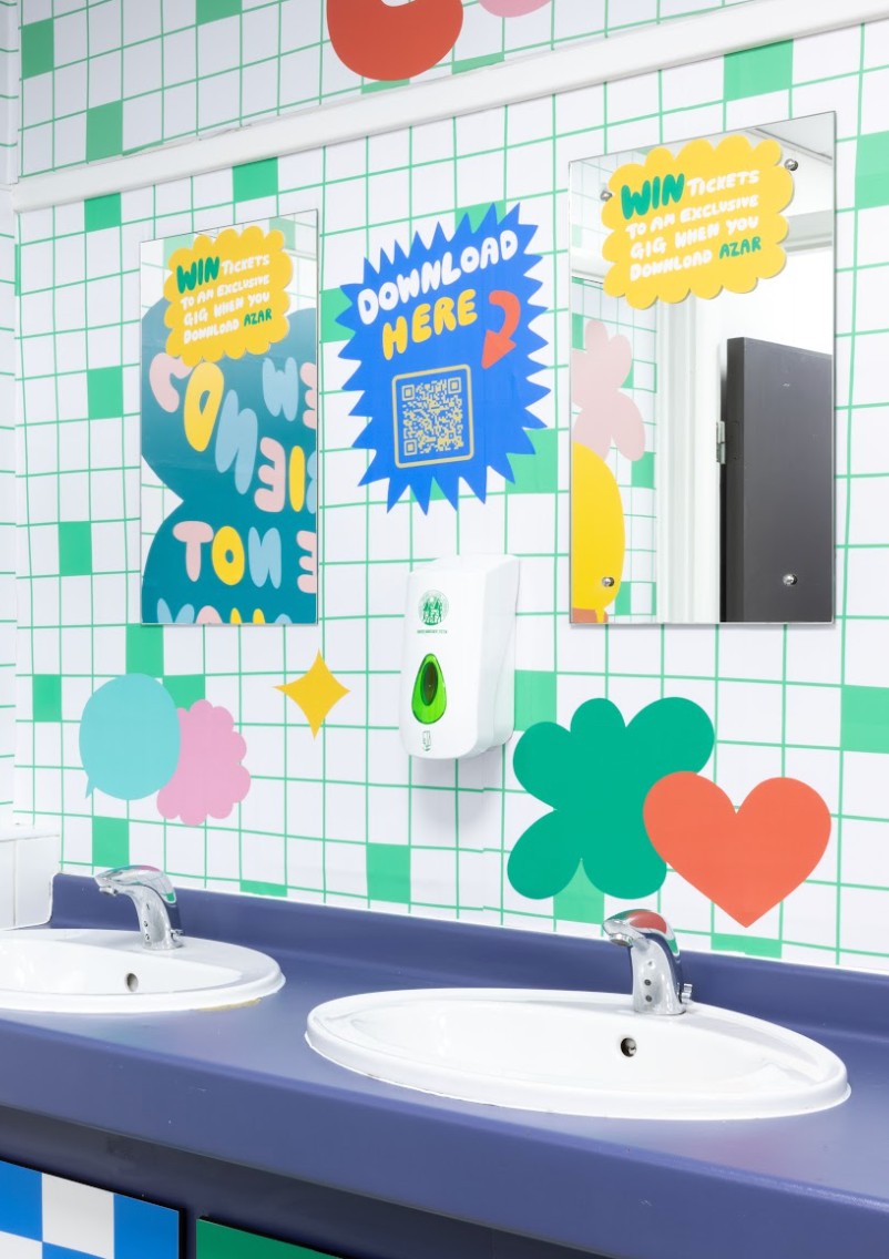 Bathroom sinks with illustrations