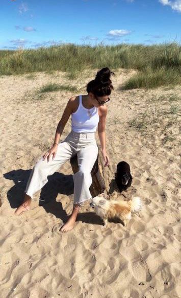 michelle keegan white vest beach