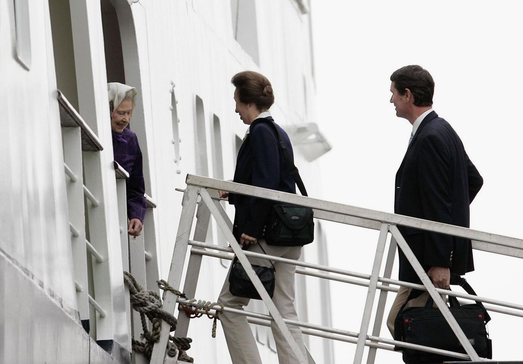 Princess Anne and Sir Timothy Laurence boarding the Hebridean Princess
