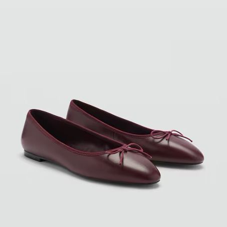 Mango burgundy ballet flats