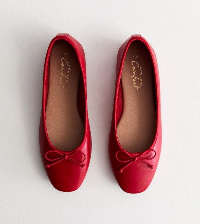 new look red ballet flats 